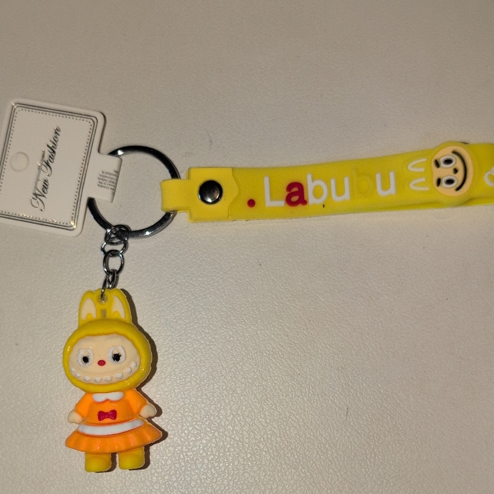 Yellow Labubu Character Keychain